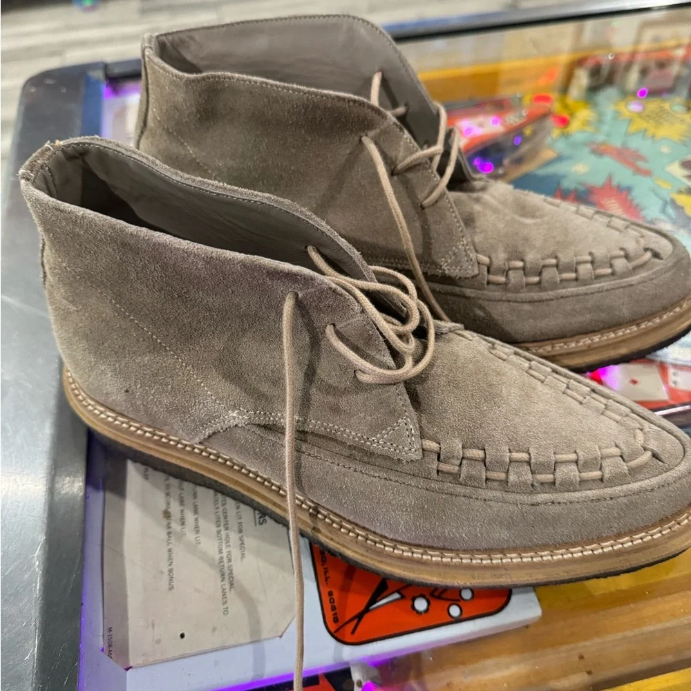 Men's Suede Lace-Up Moc Toe Boots - all saints chukka boots 41/8 Taupe